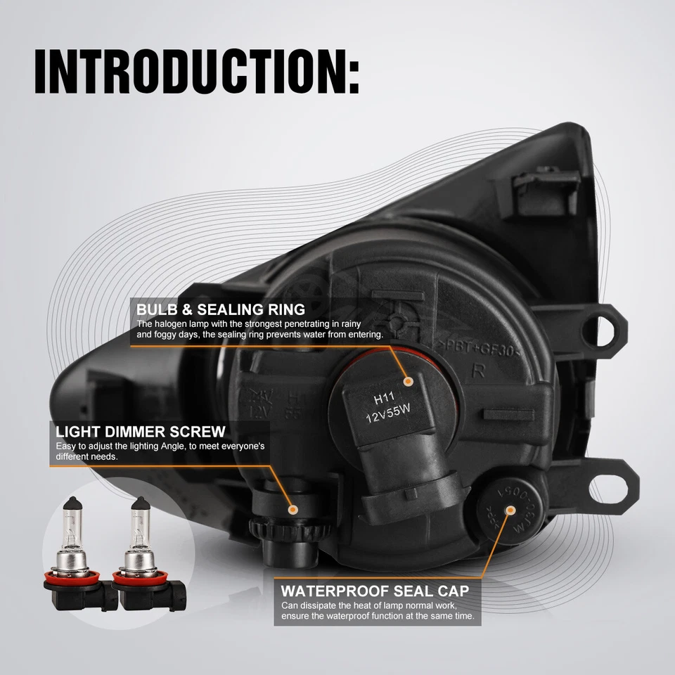 Se adapta a Toyota Yaris 2012 2013 2014 luces antiniebla lentes transparentes 1 par de lámparas  Foto 3 de 4