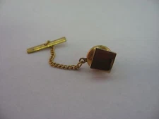 Nice Classic Design Gold Tone Square Vintage Mens Tie Tack Lapel Pin Jewelry