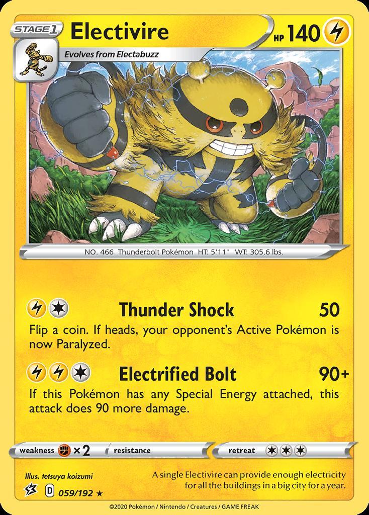 Pokemon Electivire (59/236) Rebel Clash LP REVERSE HOLO