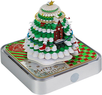 Time Piece Calendar 2025, 3D Memo Pads Paper Desk Calendar with LED Light, Tear 