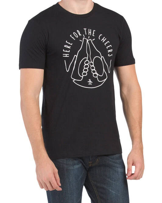NWT ORIGINAL PENGUIN Cheers Graphic Print Tee Cotton T-Shirt. S, M