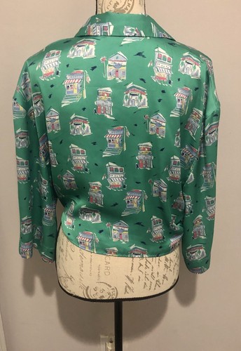 Zara Knotted Print Crop Top Green Sz M - Picture 3 of 6