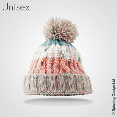 cream hat with pom pom