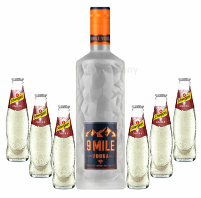 9 Mile Vodka Wodka 0,7l (37,5% Vol) LED beleuchtet + 6x Schweppes Ginger Beer 2