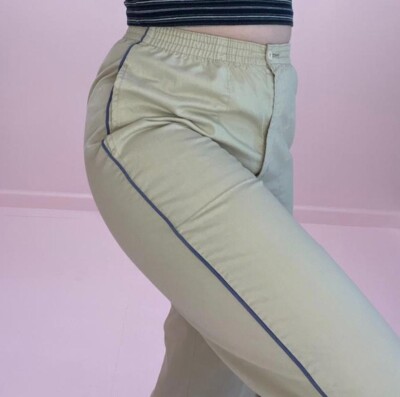 vintage 80s khaki pants with side stripe | eBay