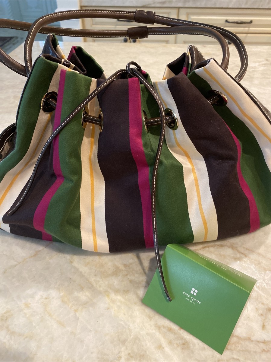 Kate Spade Marti Small Bucket Shoulder Bag Multi Stripe Canvas