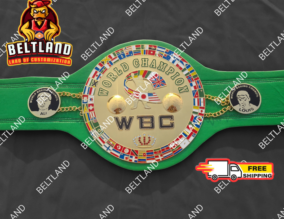 WBC Boxing Belt Ft. Muhammad Ali and Joe Louis 2mm Zinc Adult Size
