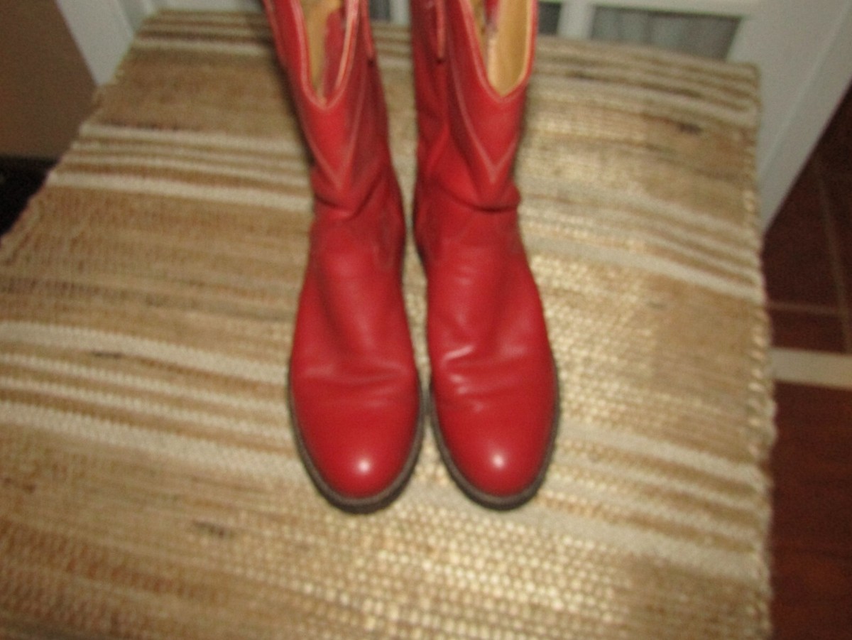 Tony Lama George Strait Red Leather Western Cowgirl Cowboy Boots
