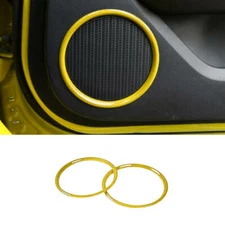 Car Inner Door Speaker Horn Cover Trim 2* For Ford Mustang 2015-23 Bright Yellow