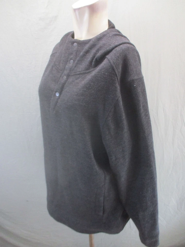 Sudadera con Capucha Atlética Cálida Forrada de Vellón 1/2 Botón Mezcla Lana Negra Para Hombres NAU Talla L 909 Foto 3 de 4