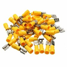 100X 10-12AWG Insulated Female Spade Wire Crimp Terminal Connector Yellow 6.3mm