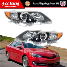 Fit For Toyota Camry 2012-2014 LH+RH Headlight Replacement Halogen Black Housing