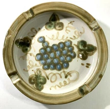 John B Taylor Ceramics Large 8" Ashtray Vintage Pattern Olive Green Band Pottery