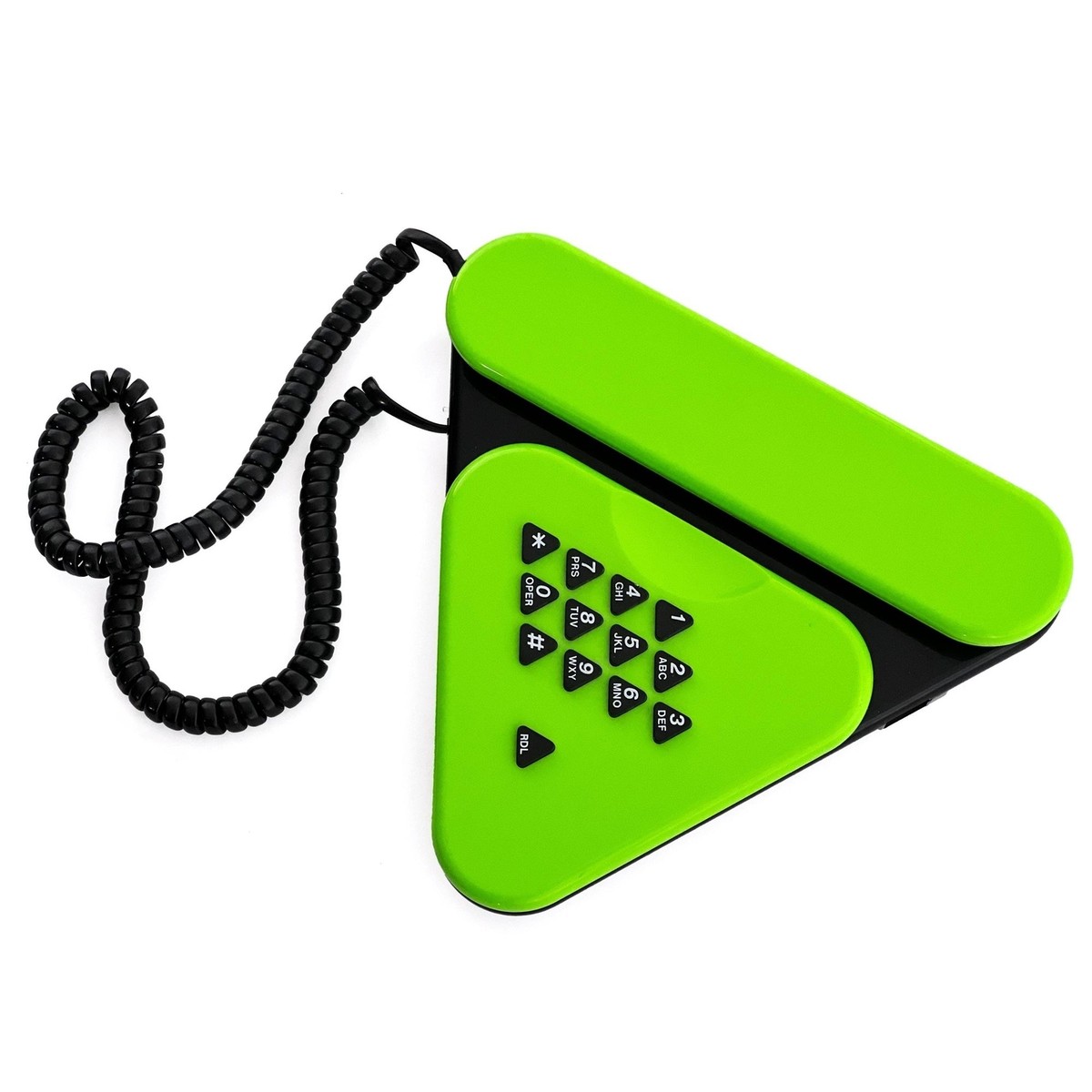 Vintage 1980s Memphis Style Triangular Green Landline Phone