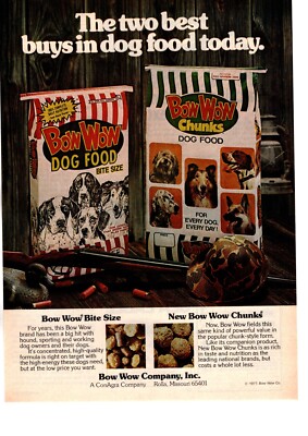 1978 BOW WOW DOG FOOD PRINT AD, Field Hunting Dogs, Dog food