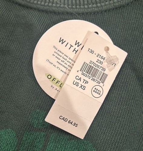 NWT Offline By Aerie Sweatshirt Pullover Cropped Boxy Oversized Green Women’s XL - Picture 6 of 6
