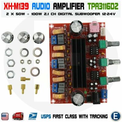 XH-M139 Amplifier Board TPA3116D2 50Wx2+100W 2.1 Channel Digital Subwoofer 12-24