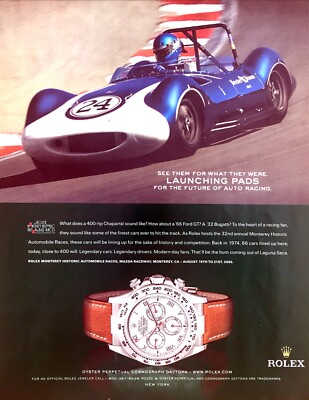 2005 Vintage Chaparral Racer photo Rolex Cosmograph Daytona Watch promo print ad