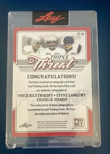 2022 Leaf Triple Threat Steve Largent Joiner Biletnikoff Auto TT-01 Sealed Rare - Picture 3 of 4