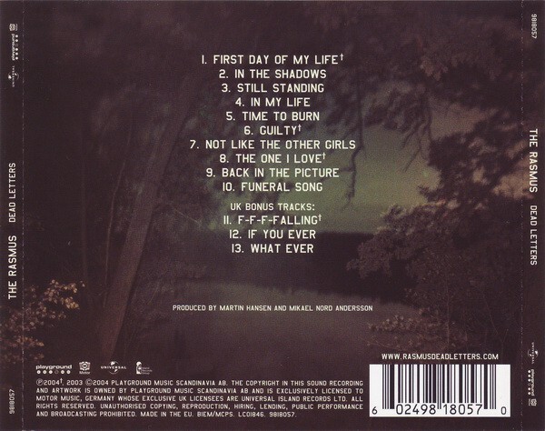 The Rasmus - Dead Letters (CD, Album, S/Edition) | eBay UK