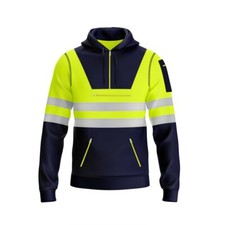 Image of Hi Viz Vis High Visibility Safety Work Security Pocket Pullover Hoody Sweatshirt
