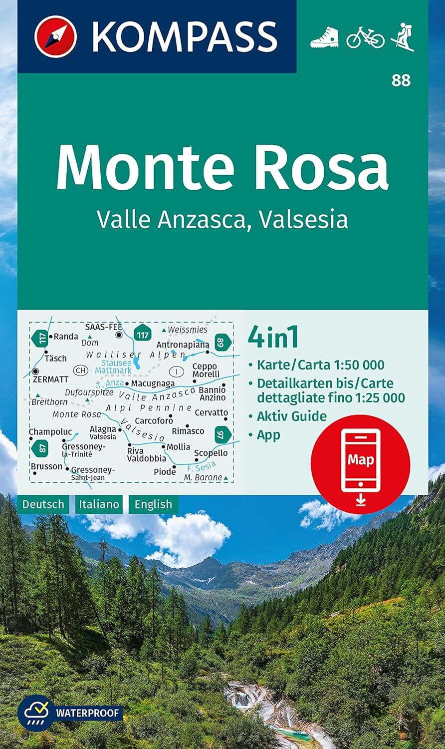 9783991218883 Cartina escursionistica n. 88 Monte Rosa, Valle An...n. Skitouren.