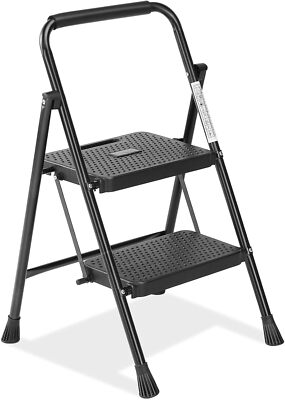 2 Step Ladder Outside Heavy Duty Folding Stool with Wide Anti-Slip Pedal 800lbs