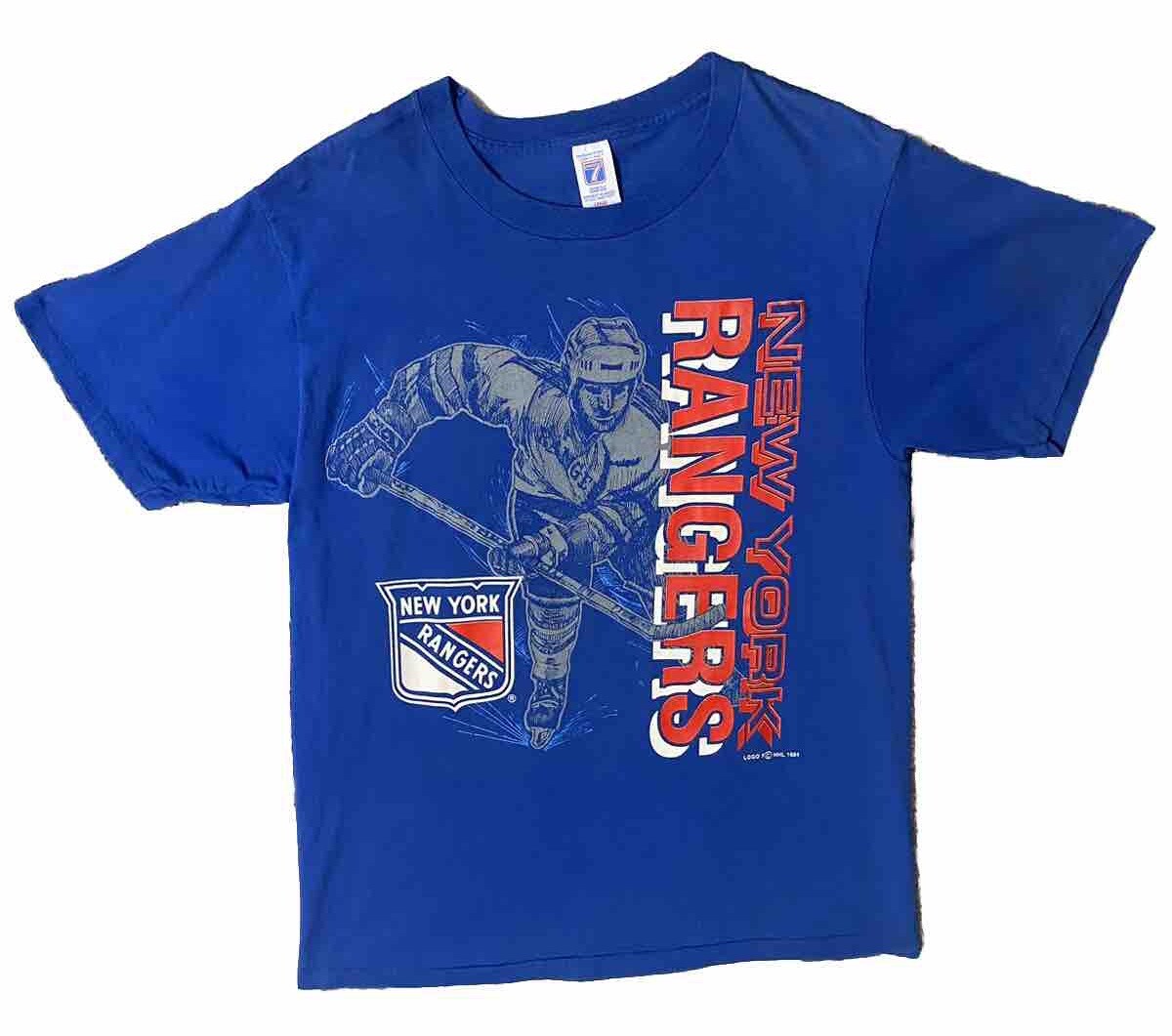 Vintage 90s New York Rangers T Shirt Logo Single Stitch Sz L NHL