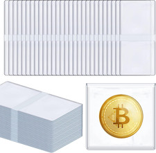 100 Pcs Double Pocket Unplasticized Coin Flips Coin Sleeves 2.1 x 2.1 Inch