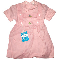 Vtg Hanklin Pink Baby Girl Dress Sz 2 3 Rayon Flowers Toddler NEW