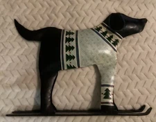 FORESIDE BLACK LABRADOR RETRIEVER  in Sweater on Snow Skis Metal Pawfect Gift🐾