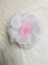 Camellia Flower Brooch Pin New Handmade White Pink 5  X 5  