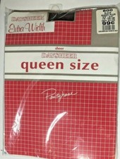 Vintage Pantyhose Daysheer Queen Plus Size Black Extra Width USA Made 5'6" -6'