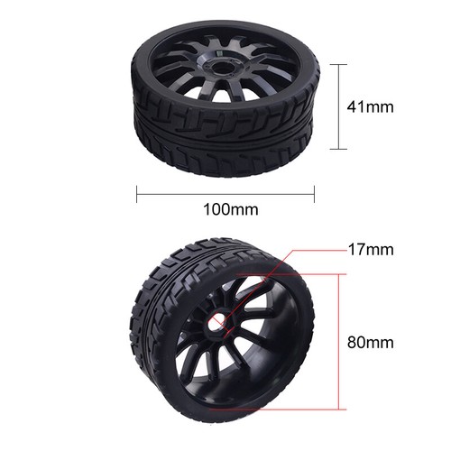 2x schwarze Gummireifen Räder für Redcat HSP HPI Hobao Kyosho 1/8 On-Road RC Car - Bild 6 von 9