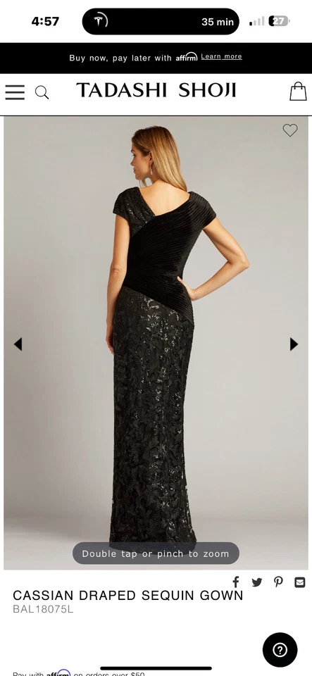 VESTIDO DRAPEADO LENTEJUELAS TADASHI JOSHI CASSIAN Foto 4 de 4