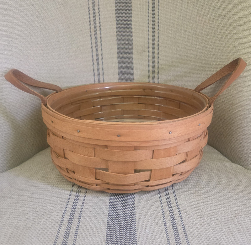 Vintage 1990 Longaberger Darning Basket w/ Handles Brown Country Theme