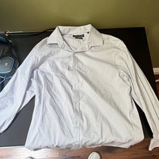 Tommy Hilfiger Men's Slim Fit Stretch Cotton Check Dress Shirt L White/Blue