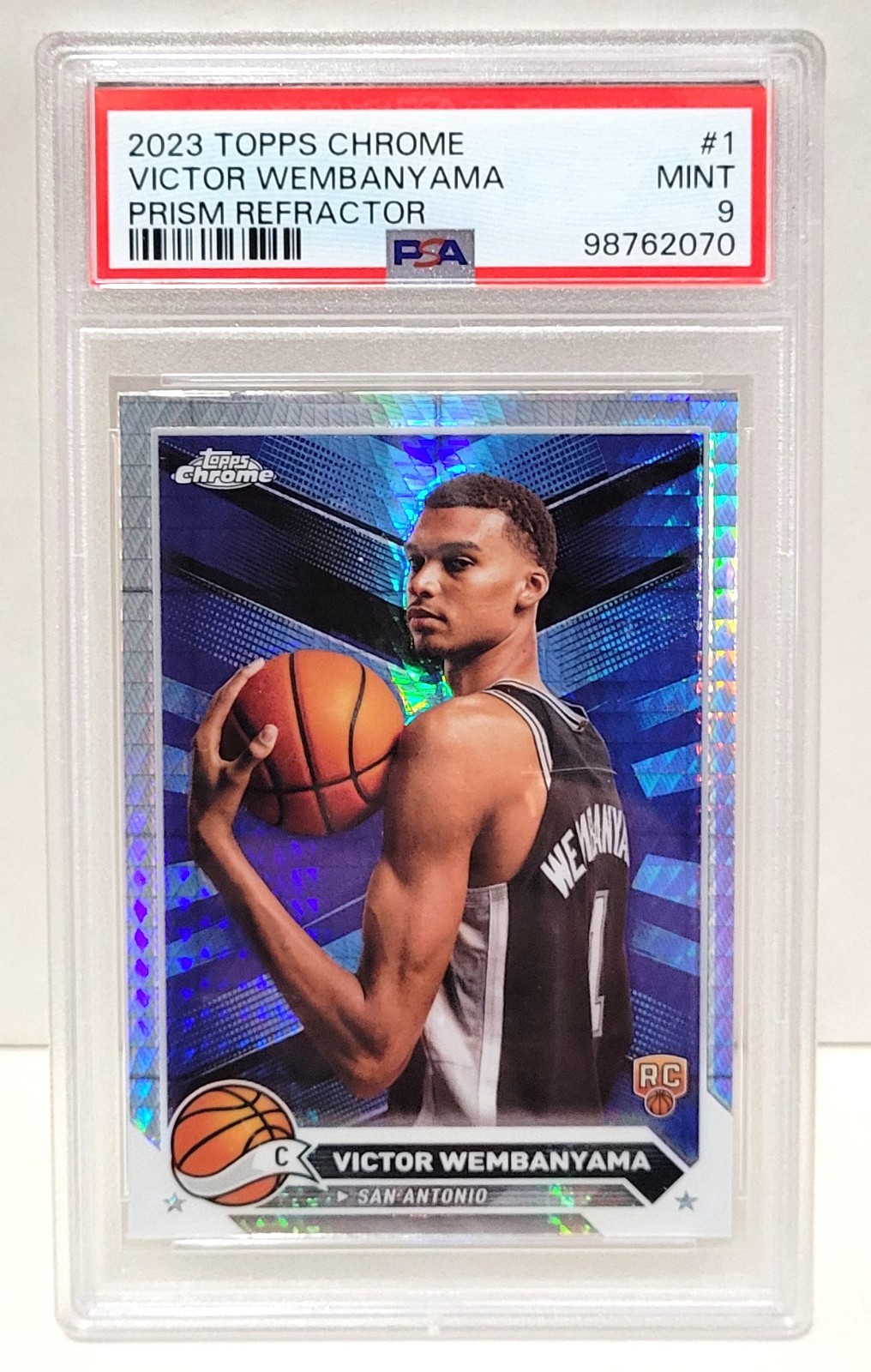 2023-24 Topps Chrome Prism Refractor Victor Wembanyama RC #1 - PSA 9 MINT Rookie