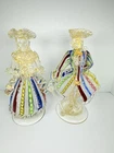 VTG Murano Venetian Italian Filigrana Latticino Figurines Couple, Stickered