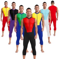 Men Bodysuit Workout Jumpsuit Training Leotard Diving Sleeveless Sports Adult