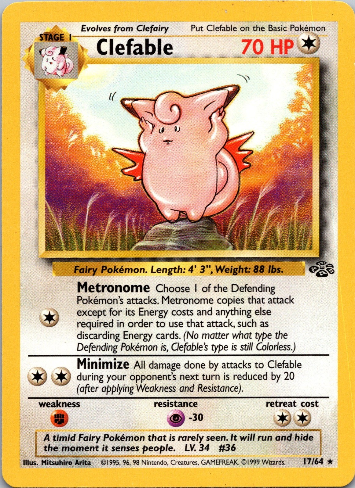 Clefable (17) JU #17/64 Rare Unlimited MP Pokemon