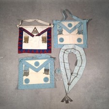 Vintage Freemasons Masonic Regalia Aprons & Collar Lodge Ceremonial Set