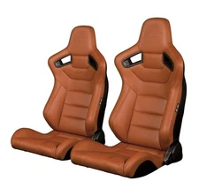 BRAUM - British Tan Leatherette Carbon Fiber Mixed ELITE Racing Seats -Pair
