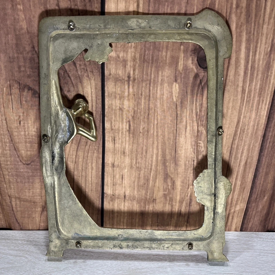 Vintage Antique Brass Art Nouveau Picture Frame "Lady by the Lake" Italy 8”x10” - Image 2 of 4