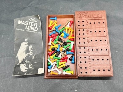 VINTAGE MINI MASTERMIND BRETTSPIEL KOMPLETT MIT HERINGEN UND ANLEITUNG REISEN