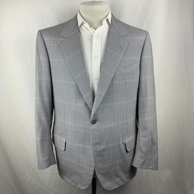 Brioni Roman Style Roma Gray Glen Plaid Sport Coat Blazer Size 54 EU / 44 US