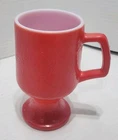 Vintage Red Milk Glass Pedestal Mug Anchor Hocking Fire King Style