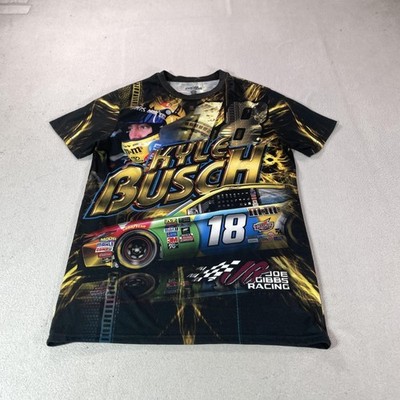 Kyle Busch 18 Shirt Mens Small All Over NASCAR M&Ms Joe Gibbs Racing Graphic Tee