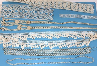 Vintage Lot 7 Interesting Lace Trims Tatted Crochet Cluny From Doll Maker Estate