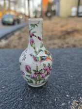 Wonderful Antique Porcelain Mini Vase With Bird